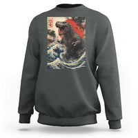 Japanese Dinosaur Sweatshirt Vintage Great Wave Monster Epic Giant Monster Ukiyo-e Style