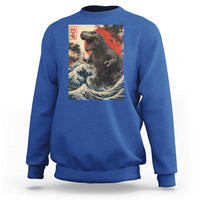 Japanese Dinosaur Sweatshirt Vintage Great Wave Monster Epic Giant Monster Ukiyo-e Style