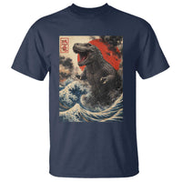 Japanese Dinosaur T Shirt Vintage Great Wave Monster Epic Giant Monster Ukiyo-e Style