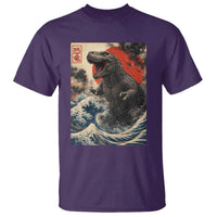 Japanese Dinosaur T Shirt Vintage Great Wave Monster Epic Giant Monster Ukiyo-e Style