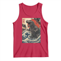Japanese Dinosaur Tank Top Vintage Great Wave Monster Epic Giant Monster Ukiyo-e Style