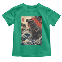 Japanese Dinosaur Toddler T Shirt Vintage Great Wave Monster Epic Giant Monster Ukiyo-e Style