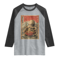 Sea Monster Eating Ramen Raglan Shirt Vintage Graphic Japanese Lover Ukiyo-e Art