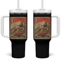 Sea Monster Eating Ramen Tumbler With Handle Vintage Graphic Japanese Lover Ukiyo-e Art