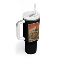 Sea Monster Eating Ramen Tumbler With Handle Vintage Graphic Japanese Lover Ukiyo-e Art