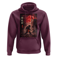 Samurai Bigfoot Hoodie Vintage Japanese Graphic Ukiyo-e Art Sasquatch Red Moon
