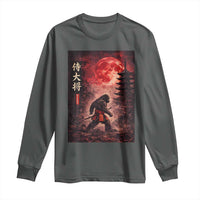 Samurai Bigfoot Long Sleeve Shirt Vintage Japanese Graphic Ukiyo-e Art Sasquatch Red Moon