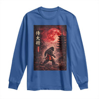 Samurai Bigfoot Long Sleeve Shirt Vintage Japanese Graphic Ukiyo-e Art Sasquatch Red Moon