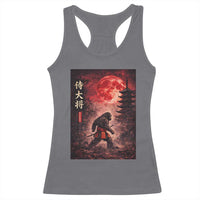 Samurai Bigfoot Racerback Tank Top Vintage Japanese Graphic Ukiyo-e Art Sasquatch Red Moon