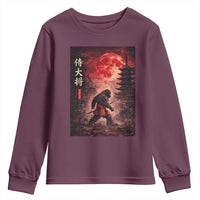 Samurai Bigfoot Youth Sweatshirt Vintage Japanese Graphic Ukiyo-e Art Sasquatch Red Moon