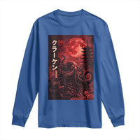 Vintage Sea Monster Long Sleeve Shirt Horror Japanese Octopus Mythology Temple Red Moon
