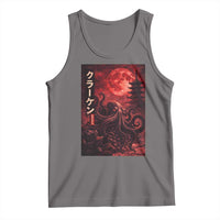 Vintage Sea Monster Tank Top Horror Japanese Octopus Mythology Temple Red Moon