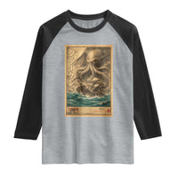 Vintage Japanese Sea Monster Raglan Shirt Retro Mythology Newspaper Ukiyo-e Art