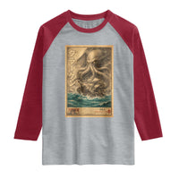 Vintage Japanese Sea Monster Raglan Shirt Retro Mythology Newspaper Ukiyo-e Art