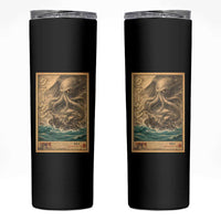 Vintage Japanese Sea Monster Skinny Tumbler Retro Mythology Newspaper Ukiyo-e Art