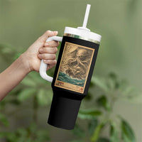 Vintage Japanese Sea Monster Tumbler With Handle Retro Mythology Newspaper Ukiyo-e Art