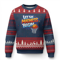 Basketball Bracket Ugly Christmas Sweater Funny Let the Madness Begin Sporty Basketball Players Lovers