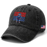 Vintage Chicago Pride Graphic Washed Cotton Baseball Cap US State Sports Fan Baseball Lover