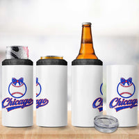 Chicago Coquette Bow 4 in 1 Can Cooler Tumbler Cute Girls Kids Women Baseball Fans