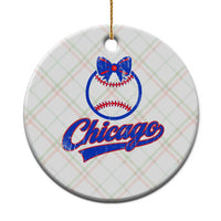 Chicago Coquette Bow Ceramic Ornament Cute Girls Kids Women Baseball Fans