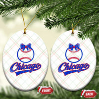 Chicago Coquette Bow Ceramic Ornament Cute Girls Kids Women Baseball Fans