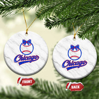Chicago Coquette Bow Ceramic Ornament Cute Girls Kids Women Baseball Fans