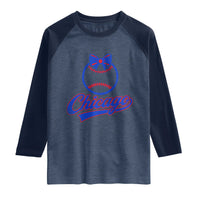 Chicago Coquette Bow Raglan Shirt Cute Girls Kids Women Baseball Fans