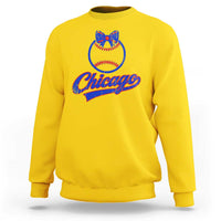 Chicago Coquette Bow Sweatshirt Cute Girls Kids Women Baseball Fans