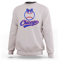 Chicago Coquette Bow Sweatshirt Cute Girls Kids Women Baseball Fans