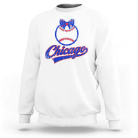 Chicago Coquette Bow Sweatshirt Cute Girls Kids Women Baseball Fans