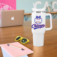 Chicago Coquette Bow Tumbler With Handle Cute Girls Kids Women Baseball Fans