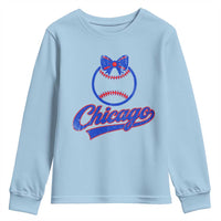 Chicago Coquette Bow Youth Sweatshirt Cute Girls Kids Women Baseball Fans