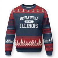Wrigleyville Illinois Ugly Christmas Sweater Vintage Chicago Classic Distressed Baseball Fan Gift