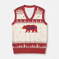 Vintage Cub V-Neck Knit Sweater Vest Retro Sports Bear Baseball Fans