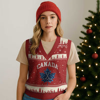 Vintage Canada Hockey V-Neck Knit Sweater Vest Maple Leafs - Wonder Print Shop