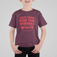 4th of July Just Here For The Wieners T Shirt For Kid Funny Hot Dog Independence Day Patriotic Weenies - Wonder Print Shop