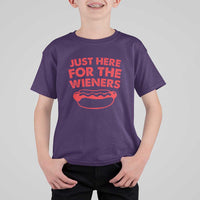 4th of July Just Here For The Wieners T Shirt For Kid Funny Hot Dog Independence Day Patriotic Weenies - Wonder Print Shop