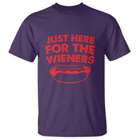 4th of July Just Here For The Wieners T Shirt Funny Hot Dog Independence Day Patriotic Weenies - Wonder Print Shop