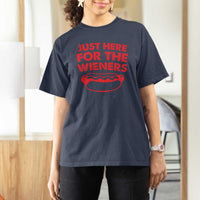 4th of July Just Here For The Wieners T Shirt For Women Funny Hot Dog Independence Day Patriotic Weenies - Wonder Print Shop