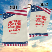 4th of July Just Here For The Wieners Garden Flag Funny Hot Dog Independence Day Patriotic Weenies