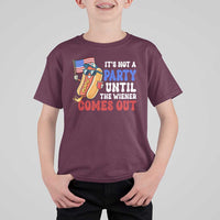 4th of July It's Not A Party Until The Wiener Comes Out T Shirt For Kid Funny Hot Dog Independence Day Patriotic Weenies - Wonder Print Shop