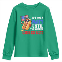 4th of July It's Not A Party Until The Wiener Comes Out Youth Sweatshirt Funny Hot Dog Independence Day Patriotic Weenies - Wonder Print Shop