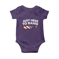 Funny 4th July Just Here To Bang Baby Onesie USA Fireworks American Flag - Wonder Print Shop