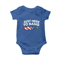 Funny 4th July Just Here To Bang Baby Onesie USA Fireworks American Flag - Wonder Print Shop