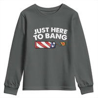 Funny 4th July Just Here To Bang Youth Sweatshirt USA Fireworks American Flag - Wonder Print Shop