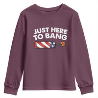 Funny 4th July Just Here To Bang Youth Sweatshirt USA Fireworks American Flag - Wonder Print Shop
