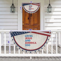 Loves Jesus and America Too Patriotic Fan Flag 4th of July