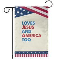 Loves Jesus and America Too Garden Flag 4th of July Patriotic