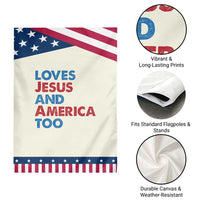 Loves Jesus and America Too Garden Flag 4th of July Patriotic