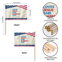 Loves Jesus and America Too Patriotic Handheld Flag 4th of July